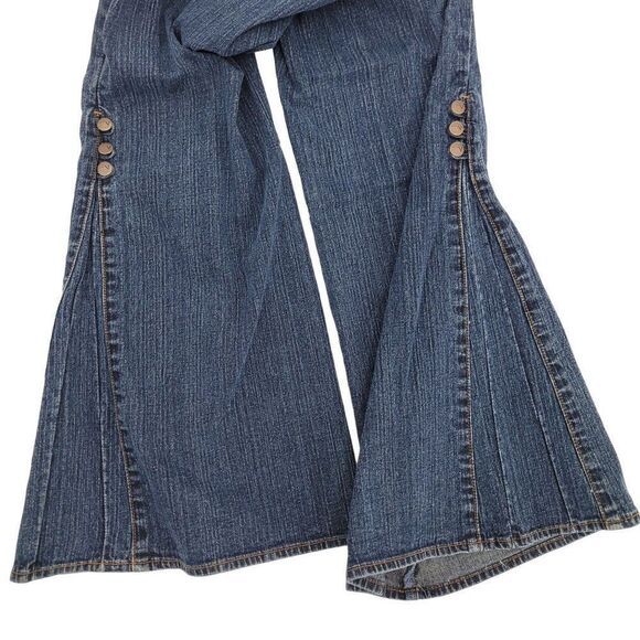 Vintage 80's Venezia High-rise Flare Jeans 16 Dark Wash Button Fly Smooth Bootie - Picture 6 of 16